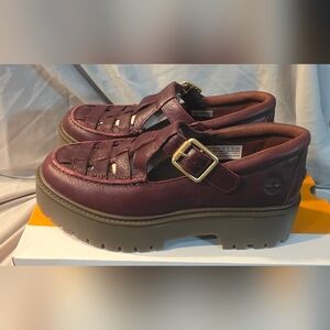 Timberland Stone Street Platform Buckle Shoe Brown Women Size 9 NWB Defects